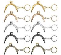MengH-SHOP Arc en Métal Cadre Baiser Fermoir Serrure Semi-Circulaire Sac À Main Sac Cadre Fermoir Serrure Fermoirs Craft Cadre avec Porte-clés pour DIY Porte-Monnaie Faisant 10 Pièces (5 Couleurs)