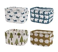 MengH-SHOP Boîte de Rangement Tissu Paniers de Rangement en Tissu Carrés Pliables Imperméable Organisateur de Linge avec 2 Poignées pour Cosmétique, Livres, Jouets, Clés 4 Pièces