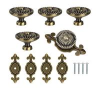 MengH-SHOP Boutons de Porte Rond Boutons de Tiroir Vintage Poignées de Tiroir avec Vis pour Armoire Bureau Table de Chevet Bibliothèque Meubles 5 Pièces Bronze
