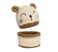 MengH-SHOP Chapeau Bonnet Enfant Hiver Bébé Ensemble Bonnet et Echarpe Tricot Enfant Bébé Crochet Beanie Chapeau pour 1-3 Ans Garçons Filles (Beige)