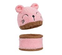 MengH-SHOP Chapeau Bonnet Enfant Hiver Bébé Ensemble Bonnet et Echarpe Tricot Enfant Bébé Crochet Beanie Chapeau pour 1-3 Ans Garçons Filles (Rose)