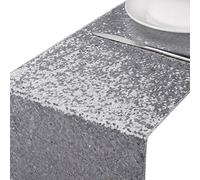 MengH-SHOP Chemin deTable en Paillettes Glitter Nappe pour Marriage Anniversaire Célébration événements Fête Décoration Argent 30 * 280 cm