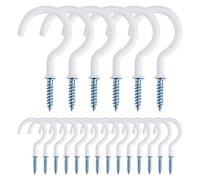 MengH-SHOP Crochets à Visser Métal Plafond Vis Crochet en Vinyle pour Usage D'intérieur et de Plein Air pour Accrocher Tasses, Pots, Lumières, Cordes, 20 Pièces (Blanc)