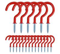 MengH-SHOP Crochets à Visser Métal Plafond Vis Crochet en Vinyle pour Usage D'intérieur et de Plein Air pour Accrocher Tasses, Pots, Lumières, Cordes, 20 Pièces (Rouge)