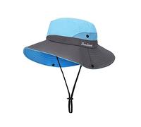 MengH-SHOP Femmes Chapeau Pliable Chapeau de Soleil à Large Bord Protection UV en Maille Chapeau de la Visière Idéal pour Voyage Randonnée Pêche Plage Jardinage 56-58CM (Bleu Ciel)