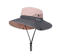 MengH-SHOP Femmes Chapeau Pliable Chapeau de Soleil à Large Bord Protection UV en Maille Chapeau de la Visière Idéal pour Voyage Randonnée Pêche Plage Jardinage 56-58CM (Rose)