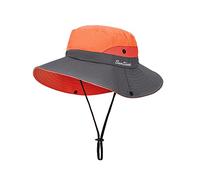 MengH-SHOP Femmes Chapeau Pliable Chapeau de Soleil à Large Bord Protection UV en Maille Chapeau de la Visière Idéal pour Voyage Randonnée Pêche Plage Jardinage 56-58CM (Orange)