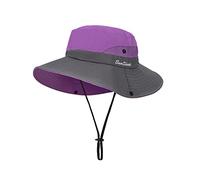MengH-SHOP Femmes Chapeau Pliable Chapeau de Soleil à Large Bord Protection UV en Maille Chapeau de la Visière Idéal pour Voyage Randonnée Pêche Plage Jardinage 56-58CM (Violet)