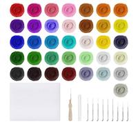 MengH-SHOP Kit de Feutrage de Laine Outils de Feutrage pour Débutant Filage à la Main Bricolage Matériaux D'artisanat 48 Pièces