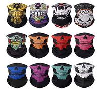 MengH-SHOP Masque de Tubulaire Multifonction Masque Visage de Crâne Microfibre Cagoule Bandeau pour Course à Pied Randonnée Ski Cyclisme 12 Pièces