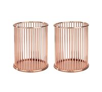MengH-SHOP Porte-stylo en Métal Pot à Crayon Stylo Multifonction Creux Porte Crayons Papeterie de Stockage Organiseur Conteneur pour Domicile, École, Bureau, 8cm de Diamètre, 2 Pièces (Rose Doré)