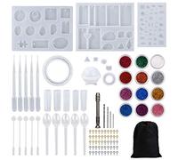 MengH-SHOP Résine Moule en Silicone Outil de Bijoux en Silicone Moules et Outils de Coulée de Résine pour Pendentif Bracelet DIY 98 Pièces