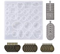 MengH-SHOP Résine Moule en Silicone Outil de Bijoux en Silicone Moules et Outils de Coulée de Résine et Supports Pendentif pour Pendentif Bracelet DIY 31 Pièces