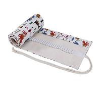 MengH-SHOP Sac a Crayon de Toile 72 Trous Pochette pour Crayons Trousse de Crayons de Couleurs Sac Multi-usages Rouleau Étui à Crayons pour Artiste Écolier (Style de Zoo)