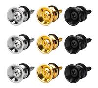 MengH-SHOP Sangle de Guitare Bouton Serrures de Sangles de Guitare en Métal avec Vis et Coussins en Caoutchouc pour Guitare Acoustique Electrique Basse Ukulélé 9 Pack (Or, Argent, Noir)