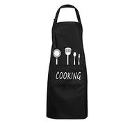 MengH-SHOP Tablier de Cuisine Etanche Tablier Réglable Unisexe Tablier de Chef Imperméable avec 2 Poches pour Cuisine Familial Barbecue Jardin Restaurant Café (Noir)