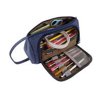 MengH-SHOP Trousse à Crayons de Grande Capacité Crayon Case Pouch Multifonctionnel Toile Crayon Sac Papeterie Organisateur Durable Trousse Pochette Cosmétique pour Garçons et Filles (Bleu)