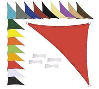 MENGH Voile d'ombrage triangulaire imperméable, résistant aux intempéries, polyester de qualité supérieure, plusieurs longueurs et largeurs au choix, avec cordes de fixation, 3 x 3 x 3 m, rouge
