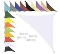 MENGH Voile d'ombrage triangulaire imperméable, résistant aux intempéries, polyester de qualité supérieure, plusieurs longueurs et largeurs au choix, avec cordes de fixation, 3 x 3 x 4,3 m, blanc