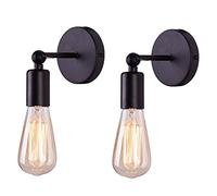 Mengjay 2 pièces Applique Murale Simple Réglable en Fer Forgé Lampe Murale Luminaire Vintage Eclairage Nostalgique Rétro Nordique E27 pour Chambre Cuisine Bar Loft Café Noir (sans ampoule)