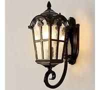 Mengjay Applique d'extérieur antique E27 Lampe de jardin Lampe murale antique rétro avec couvercle en verre Lampe d'extérieur Porte étanche Balcon Villa Lampe d'extérieur (A)