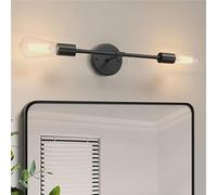 Mengjay Applique Murale Créative Style Contemporain et Rétro,2x E27 Appliques Murales,Industrielle en Métal Éclairage Mural Intérieur Vintage Luminaire pour Chambre Couloir Salon (Noir)