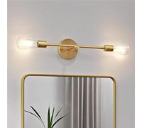 Mengjay Applique Murale Créative Style Contemporain et Rétro,2x E27 Appliques Murales,Industrielle en Métal Éclairage Mural Intérieur Vintage Luminaire pour Chambre Couloir Salon (Doré)