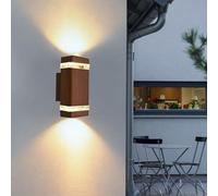 Mengjay Applique Murale Exterieur Up&Down,IP65 Étanche Lampe Murale Exterieur Modernes en Aluminium,Lampe Murale Eclairage Exterieur/Interieur,pour Jardin Couloir Entrée Patio,GU10 (Marron)