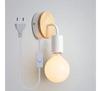 Mengjay Applique murale rétro vintage à LED E27, support de lampe E27 avec interrupteur, lampe industrielle Lofty pour extérieur, intérieur (avec prise UE, sans ampoule) (Blanc)