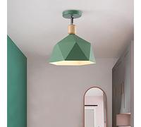 Mengjay Bois Métal design Lampe Plafonnier，Suspension Luminaire Moderne Style，Luminaire Plafond Industrielle Vintage Douille E27，pour Chambre à coucher Salon (Green)