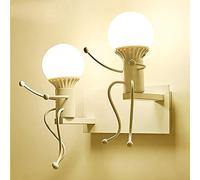 Mengjay Créatif Rétro Applique Murale Intérieur Vintage Lampe Murale Industriel Lampe de Mur Fer à Repasser Art Déco E27 Base pour Bar, Chambre à Coucher, Cuisine, Restaurant, Café, Couloir(Blanc)