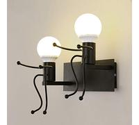Mengjay Créatifs Humanoïde Applique Murale Rétro Fer Vintage Lampe murale Moderne Individuels Applique Métal Lampe pour Bar, Chambre à Coucher, Cuisine, Restaurant, Café, Couloir E27 (Noir)
