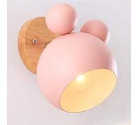 Mengjay E27 applique murale chambre d'enfant applique murale lampe de chevet appliques murales en fer murales en bois réglable cuisine éclairage mural plafonnier décoratif lampe de salle (Rose)