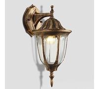 Mengjay E27 Applique Murale Extérieur Moderne luminaire Lampe Murale Étanche,Lanterne d''extérieur de couleur or antique Industrielle Luminaire Exterieur Rustique Luminaire (B)