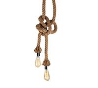Mengjay E27 Double-tête Chanvre Corde Vintage Suspendu Pendentif Lumière, Industriel Rétro Pays Style Plafonnier Parfait Pour Salle À Manger Restaurant Bar Café,300cm