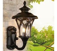 Mengjay E27 Imperméable Verre Applique Murale Exterieur,Étanche Lumière Appliques Extérieure Lampe murale Fonte D'aluminium Et Verre Lanterne Murale,porche terrasse Luminaire Extérieur (C)