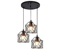 Mengjay E27 Metal Industriel Suspensions Luminaire Cage Industrielle Plafonnier Luminaire Cage Metal Suspensions Vintage Style Plafonnier Lumiere,3 Lampes