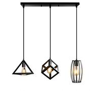 Mengjay E27 Retro Métal Plafonnier Suspensions Luminaire Lustre Industriel Vintage Style Noir Créatif Metal Suspensions Luminaire Cube Eclairage Lampe Plafonnier Luminaire