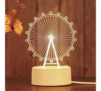 Mengjay Grande roue Veilleuse 3D pour Enfants, Cadeau de Grande roue, Cadeaux pour Femme, lampe Grande roue avec 3 Couleurs Cadeau d'anniversaire Garçon, Cadeau fille, Chambre Décor (Grande roue)