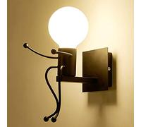 Mengjay Humanoïde Applique Murale Interieur, Moderne Applique Murale Industrielle, Lampe Murale de Style Simple pour le Salon Couloir Chambre à Coucher, E27 Créative De Chevet Mur Lumière (Noir)