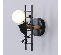 Mengjay Humanoïde Créatif Applique Murale Interieur Lampe Murale Moderne Lampe de acier inoxydable et plastique argenté, applique avec douille E27, lumière extérieure dans la chambre, salon (Noir)