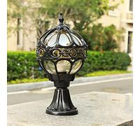 Mengjay jardin lumière de pilier, luminaire d'extérieur Lampe rustique E27 Chemins d'éclairage extérieur sur pied Pilier Eclairage de jardin lampes patio porche pelouse (Noir, Style.B)