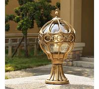 Mengjay jardin lumière de pilier, luminaire d'extérieur Lampe rustique E27 Chemins d'éclairage extérieur sur pied Pilier Eclairage de jardin lampes patio porche pelouse (Or, Style.B)