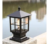Mengjay jardin lumière de pilier, luminaire d'extérieur Lampe rustique E27 Chemins d'éclairage extérieur sur pied Pilier Eclairage de jardin lampes patio porche pelouse (Noir, Style.A)