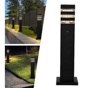 Mengjay Lampadaire Extérieur Noir Moderne 9 cm x 9 cm x 50 cm, LED, E27, 60W, 800 Lumens, Résistant à l'Eau, Jardin, Entrée