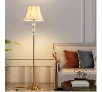 Mengjay Lampadaire Vintage,Cristal Lampadaire,Lampadaire sur Pied Salon Moderne,Lampe Sur Pied Chevet Chambre E27,Lampe de Lecture avec Abat-jour Tissu et interrupteur au pied