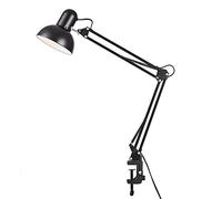 Mengjay Lampe de Bureau LED avec Clip, Lampe de Travail Rétro, Lampe de Lecture Articulée Maniable, Lampe de Bureau Métal Vintage, E27 Ampoule Non Incluse (Noir)
