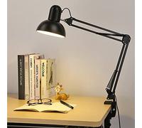 Mengjay Lampe De Bureau LED Lampe De Lecture Lampe de travail rétro lampe de lecture bureau flexible table lampe de chevet lampe d'architecte à bras articulé en métal,Noir