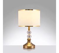 Mengjay Lampe de table avec cube en cristal, base et abat-jour en métal, pied de lampe E27, métal, abat-jour en tissu, verre cristal, 25x25x47cm (A)