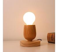 Mengjay Lampe de table cube en bois, lampe de table en bois avec douille E27, jusqu'à max. 60 W, lampe décorative pour ampoules industrielles rétro Edison, pour salon, chambre et bureau (Style.D)